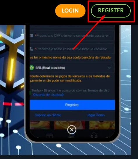 Localize o Botão Registrar